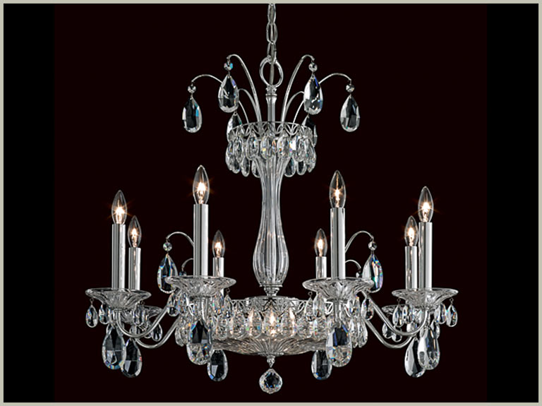 Satin Spanndecken mit Chandelier Fontana Luce Swarovski Crystal